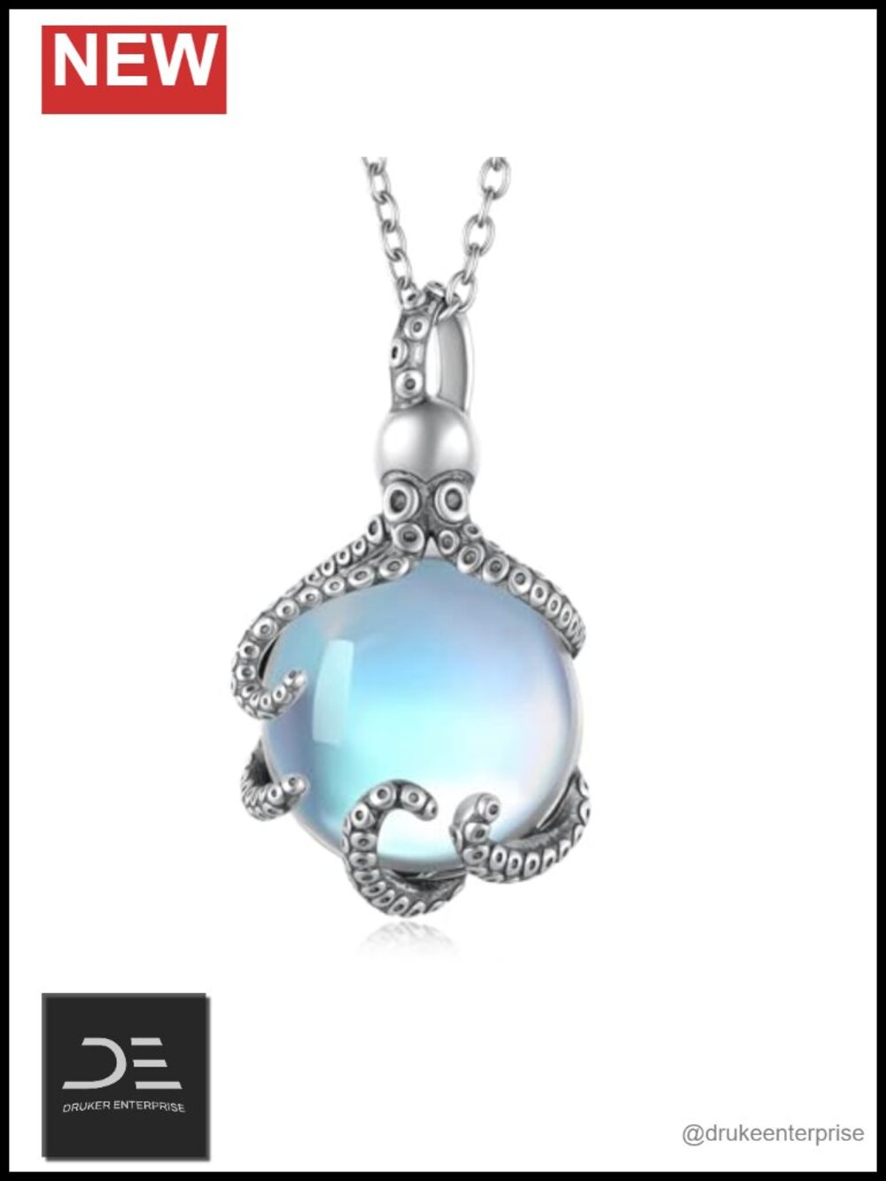 925 Sterling Silver Octopus Pendant Necklace Fine Jewelry for Women